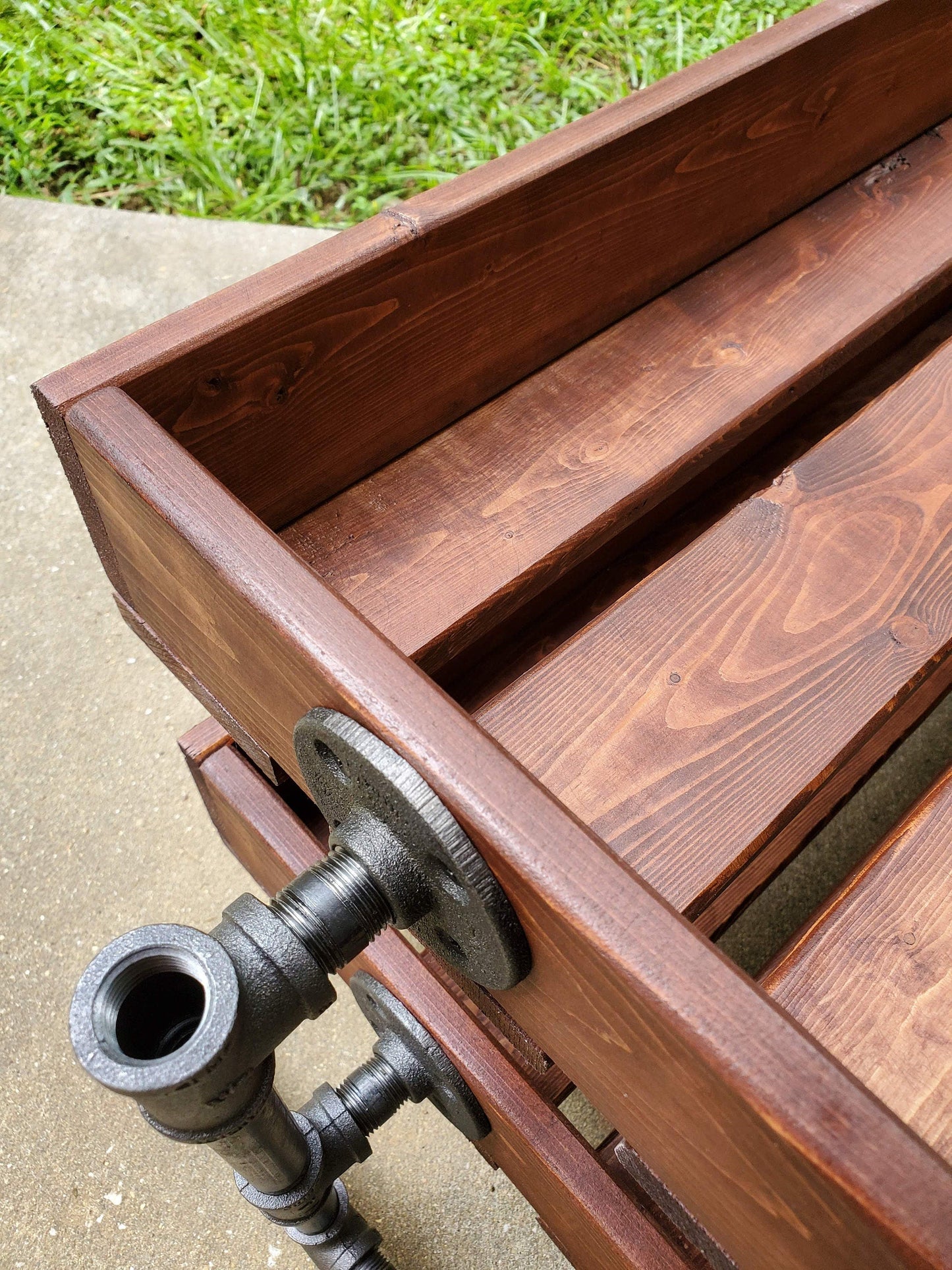 Handmade Reclaimed Cubbies Wood Shoe Stand / Rack / Organizer with Pipe Stand Legs