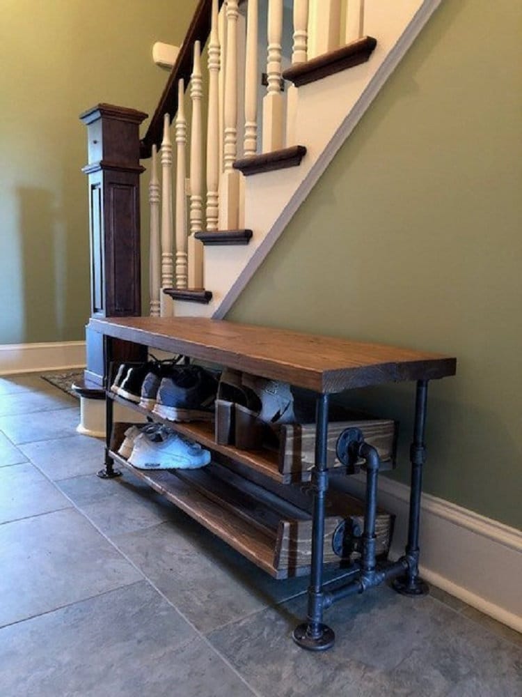 Handmade Bench Shoe Stand Combination