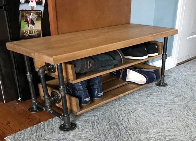 Handmade Bench Shoe Stand Combination